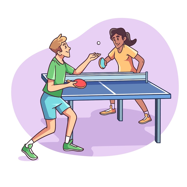 Vector Gratis people playing table tennis hand drawn style