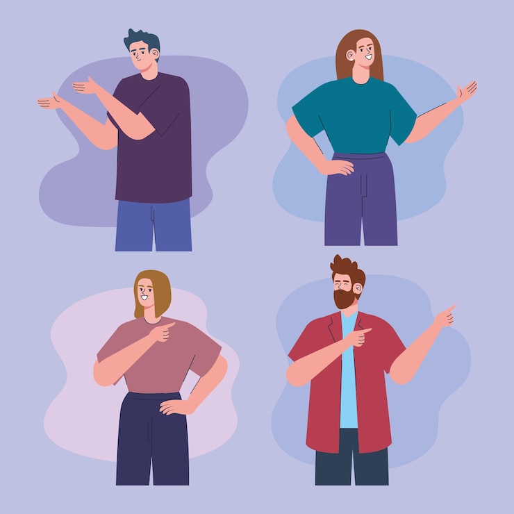 Vector Gratis people pointing in different directions