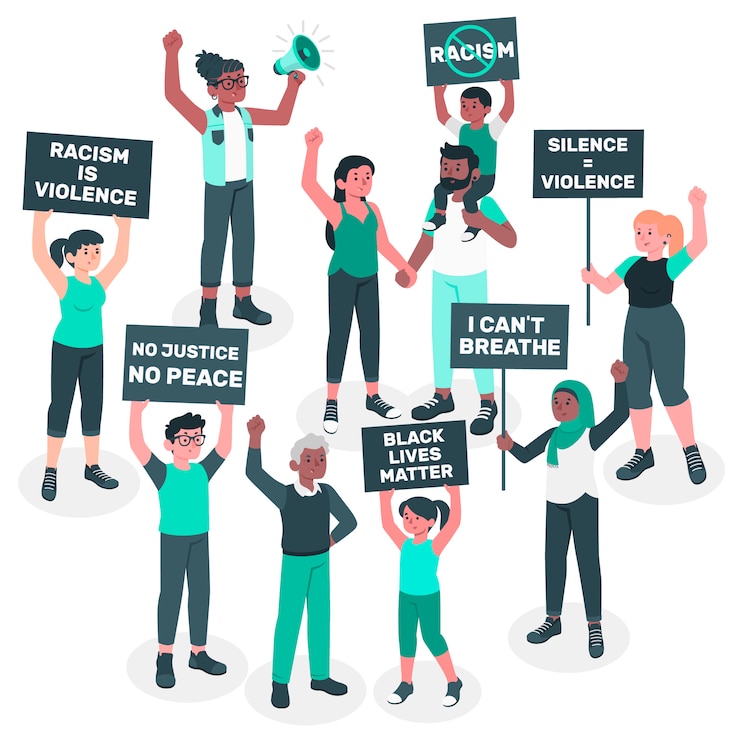 Vector Gratis people protesting against racism concept illustration
