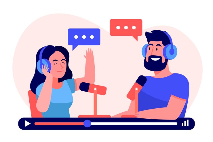 Vector Gratis people recording a podcast together