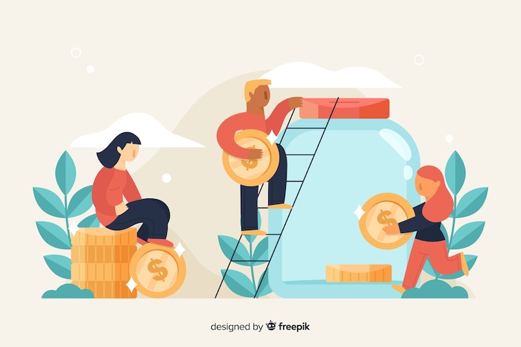 Vector Gratis people saving money background