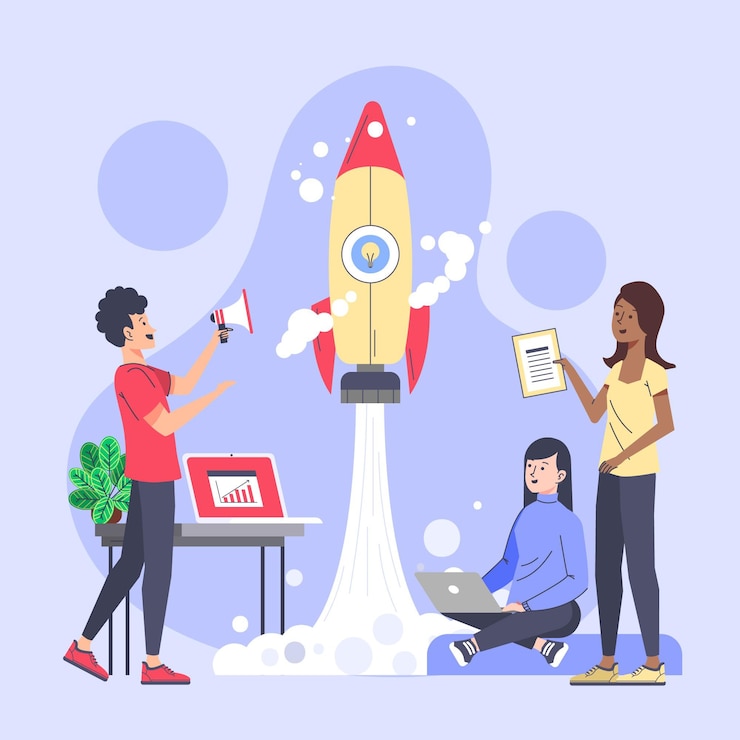 Vector Gratis people starting a business project illustration
