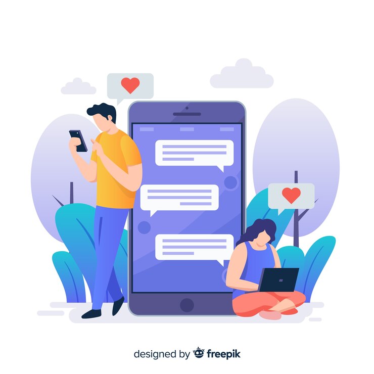 Vector Gratis people talking on dating app concept illustration