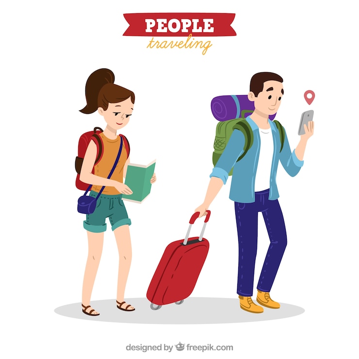 Vector Gratis people traveling in hand drawn style