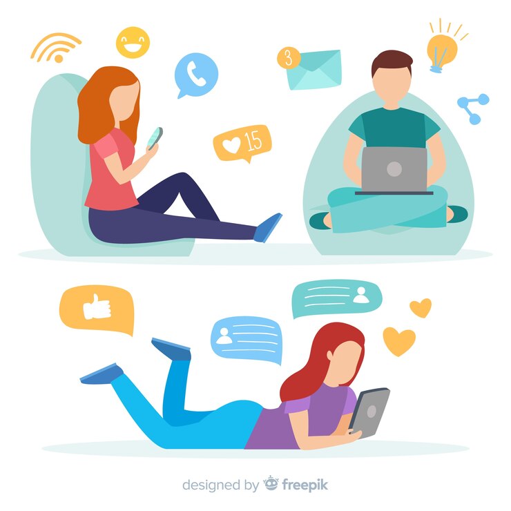 Vector Gratis people using technological devices collection