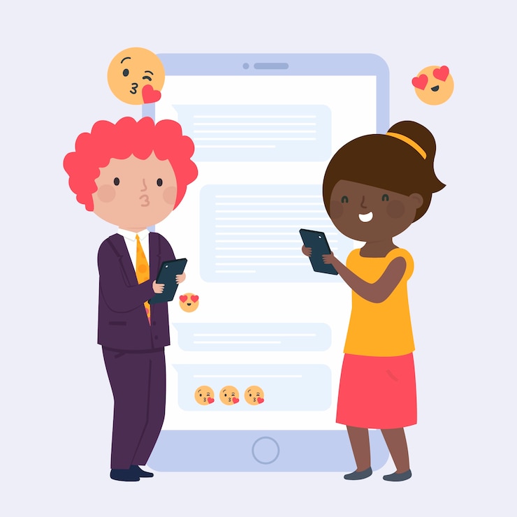Vector Gratis people with smartphones and emoticons