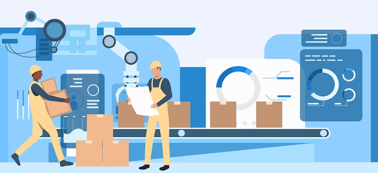 Vector Gratis people working at factory landing pages