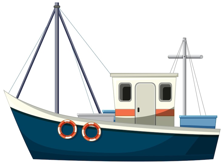 Vector Gratis perahu seorang pria pemancing terisolasi