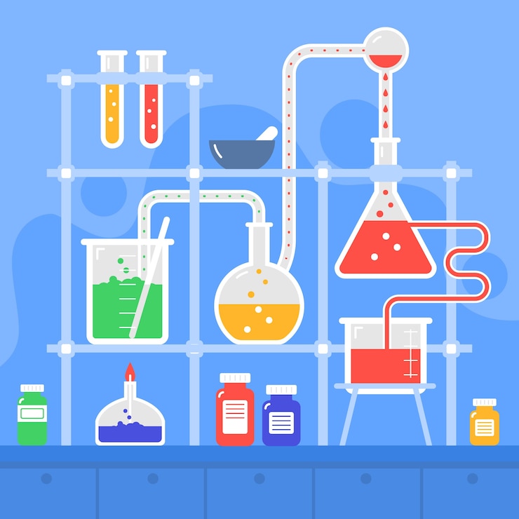 Vector Gratis peralatan gelas lab sains