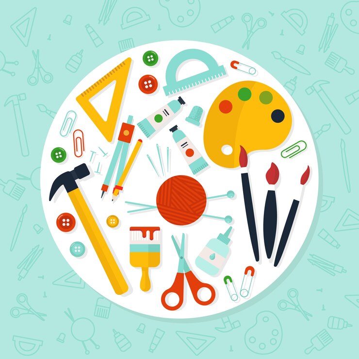 Vector Gratis peralatan kreativitas kuning lakukan sendiri