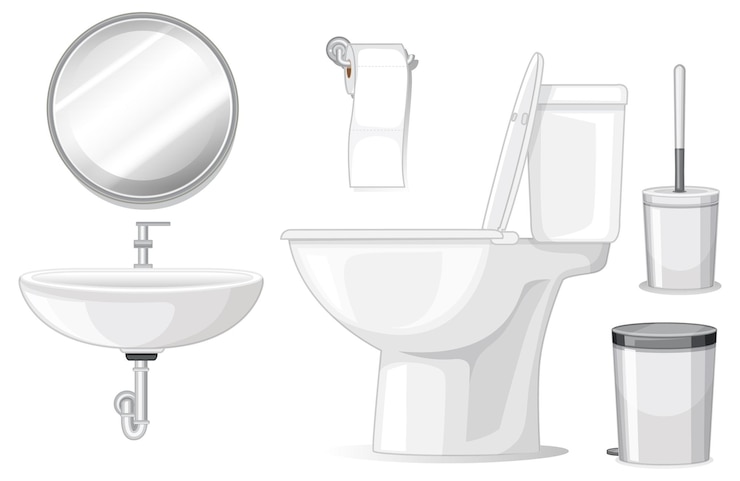 Vector Gratis peralatan sanitasi dengan latar belakang putih