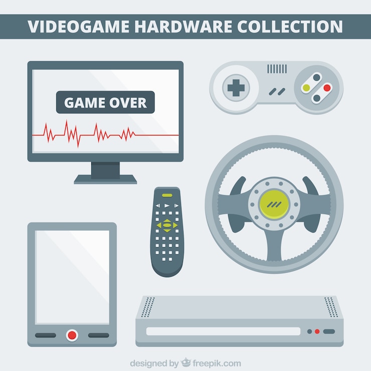 Vector Gratis perangkat keras datar untuk video game