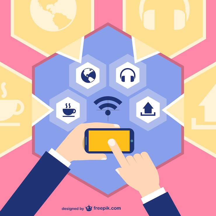 Vector Gratis perangkat sentuh ponsel cerdas media sosial