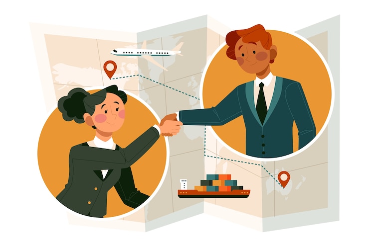 Vector Gratis perdagangan internasional bergambar desain datar