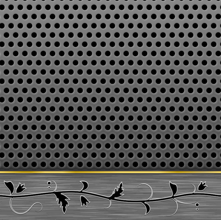 Vector Gratis perforated background with floral pattern of metal