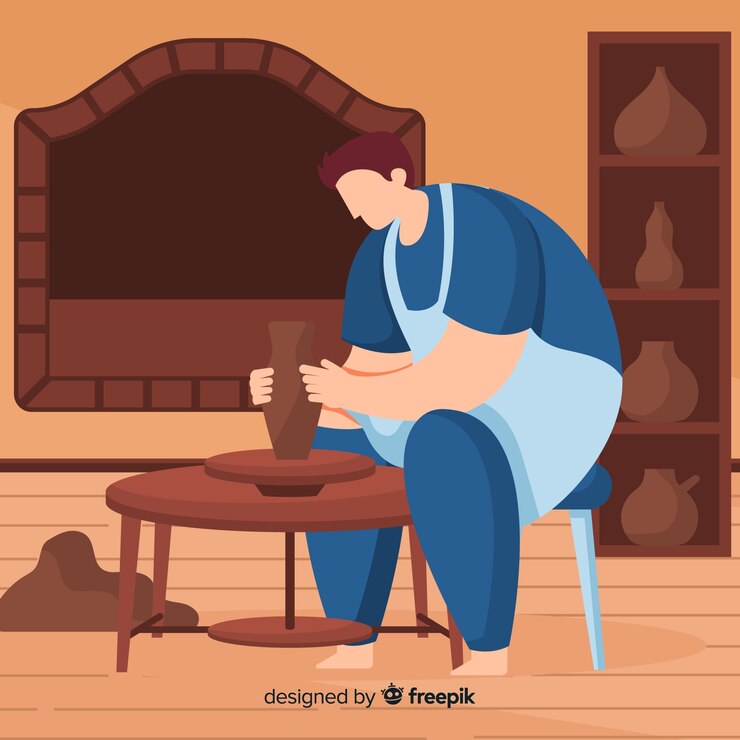 Vector Gratis person at home making pottery