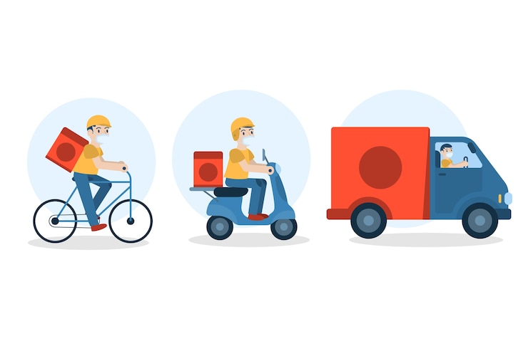 Vector Gratis person doing delivery activities pack