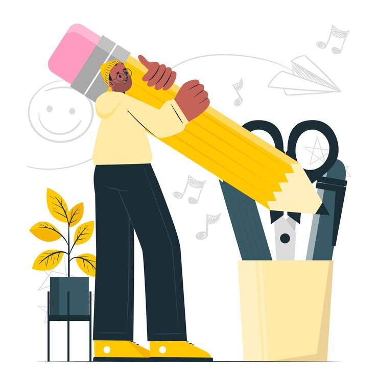 Vector Gratis person with big pencil  concept illustration
