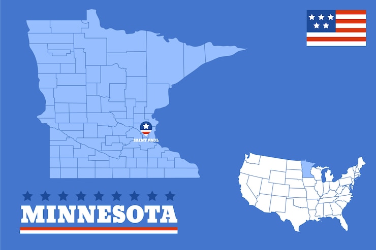 Vector Gratis peta garis luar negara bagian minnesota digambar tangan