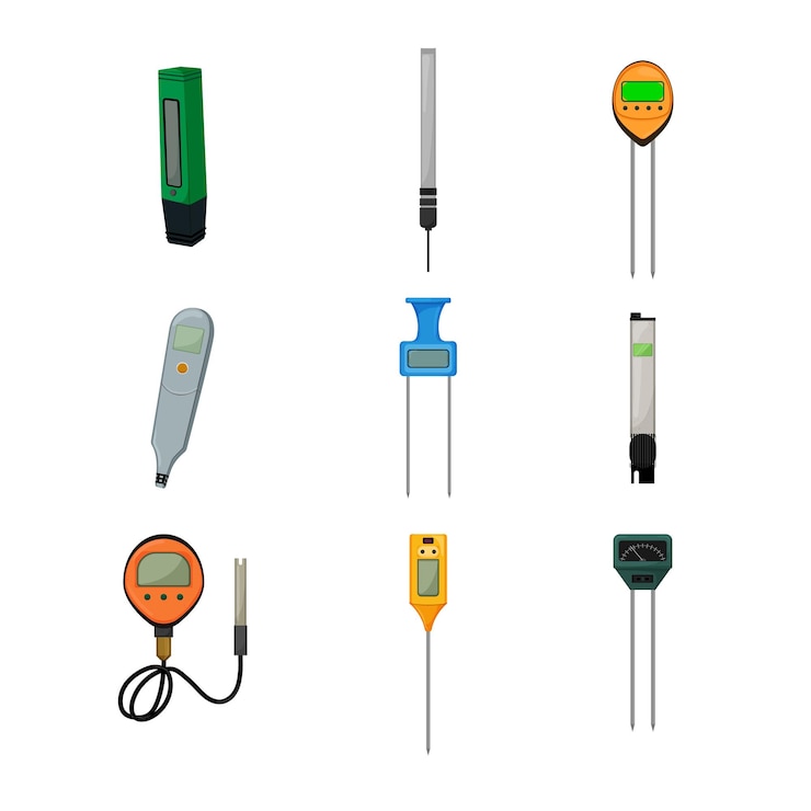 Vector Gratis ph meter water cartoon icons set vector