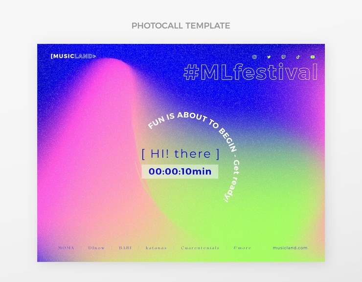 Vector Gratis photocall festival musik penuh warna gradien