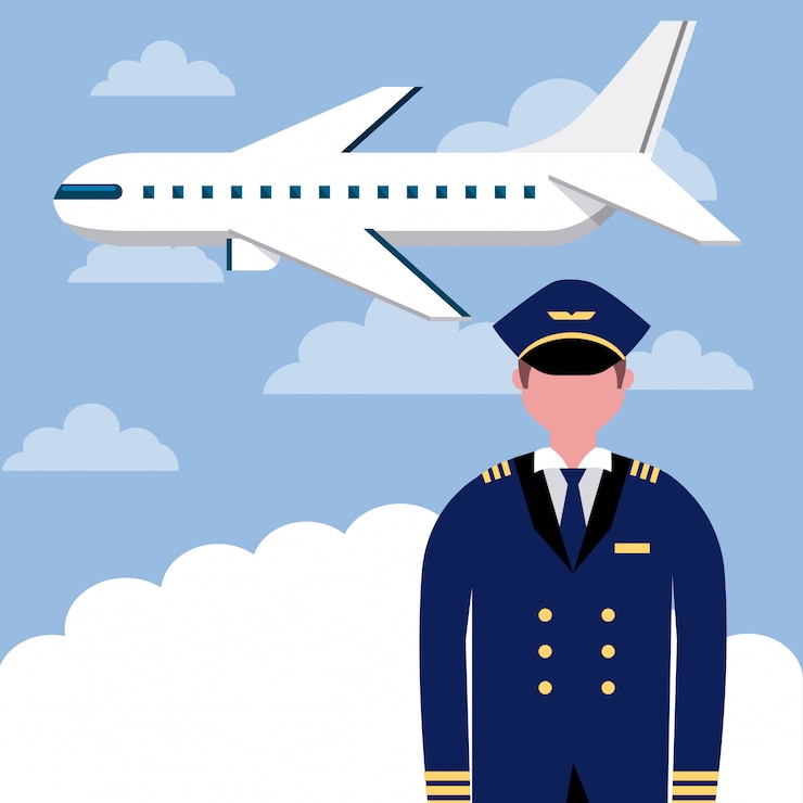 Vector Gratis pilot pesawat terbang profesional