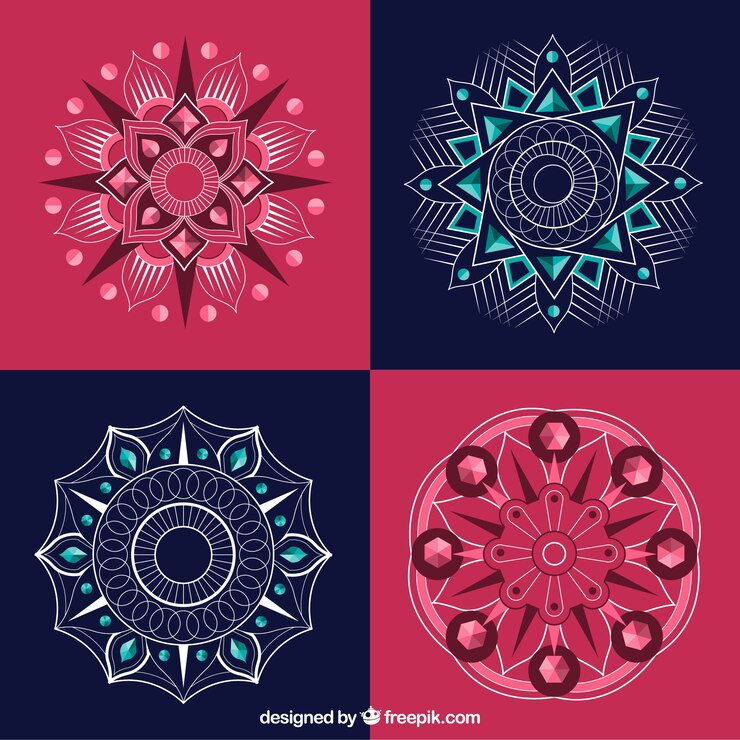 Vector Gratis pink and blue mandala collection