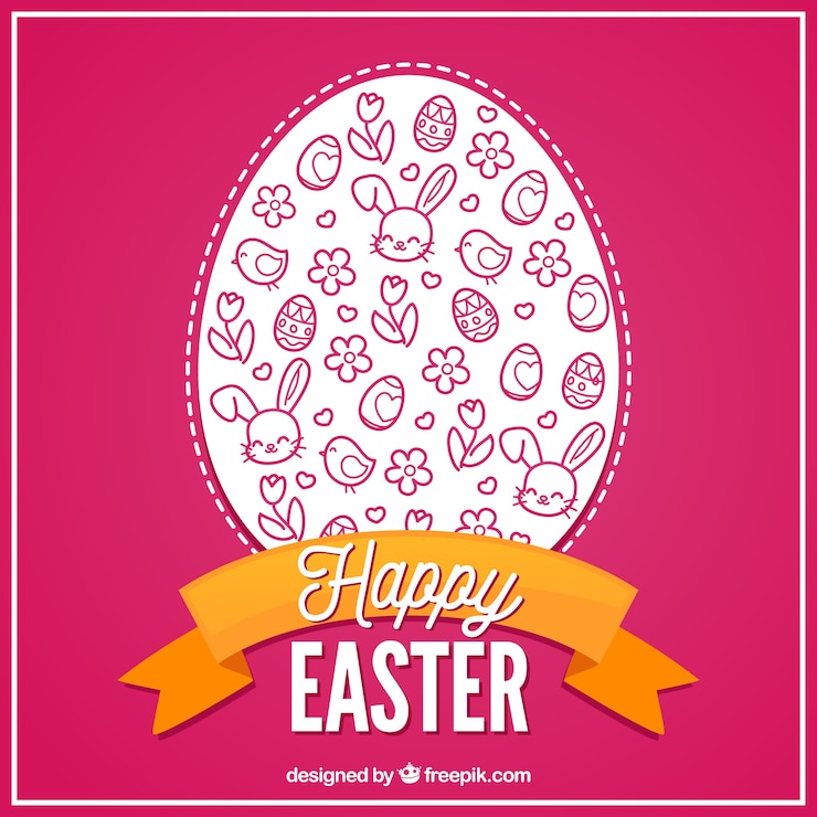 Vector Gratis pink background with decorative easter egg