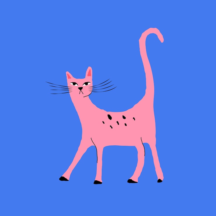Vector Gratis pink cat element vector animal illustration