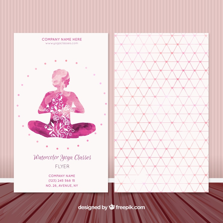 Vector Gratis pink watercolor yoga classes flyer