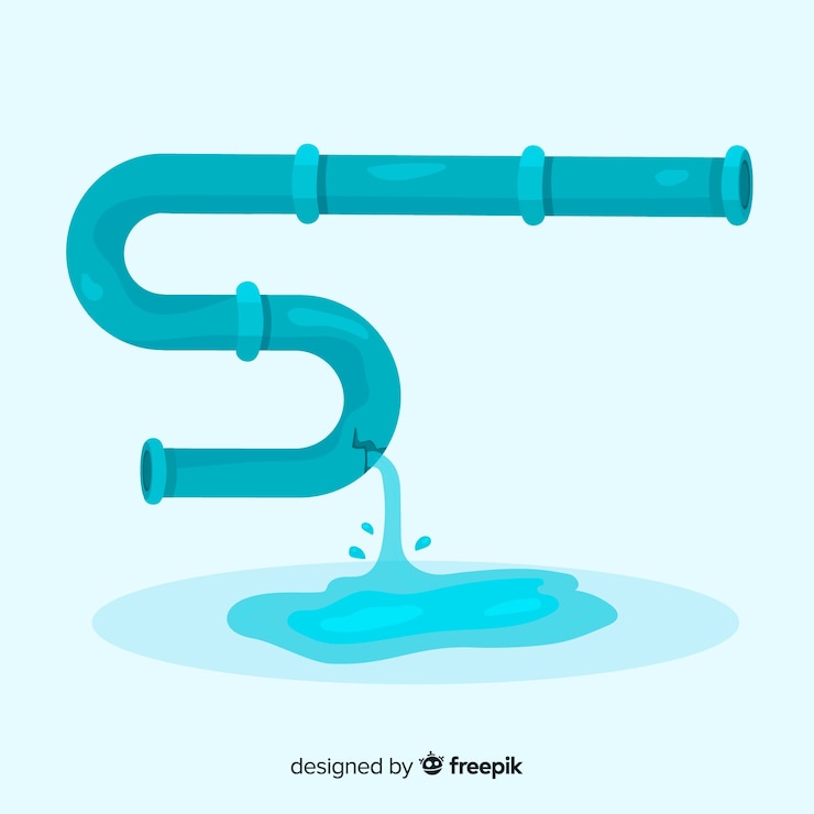 Vector Gratis pipe leaking water in flat design