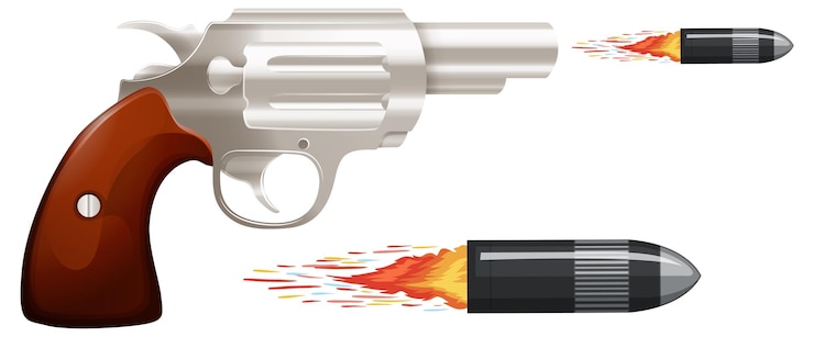Vector Gratis pistol gun with bullets
