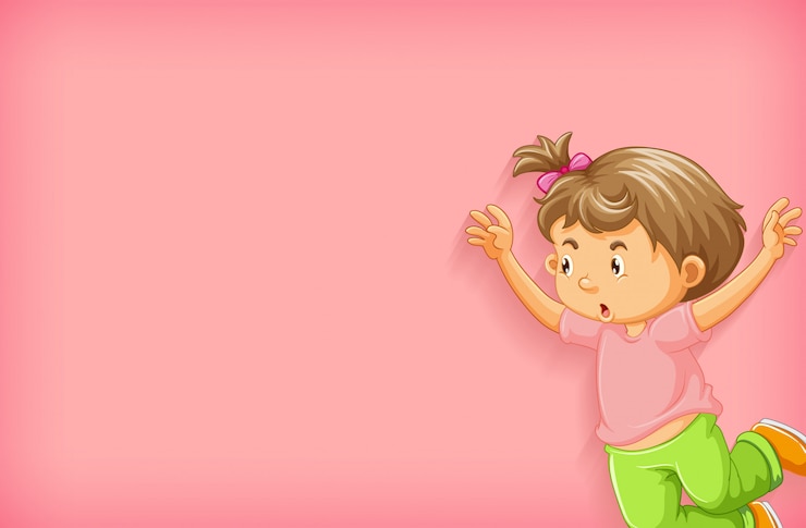 Vector Gratis plain background with little girl jumping