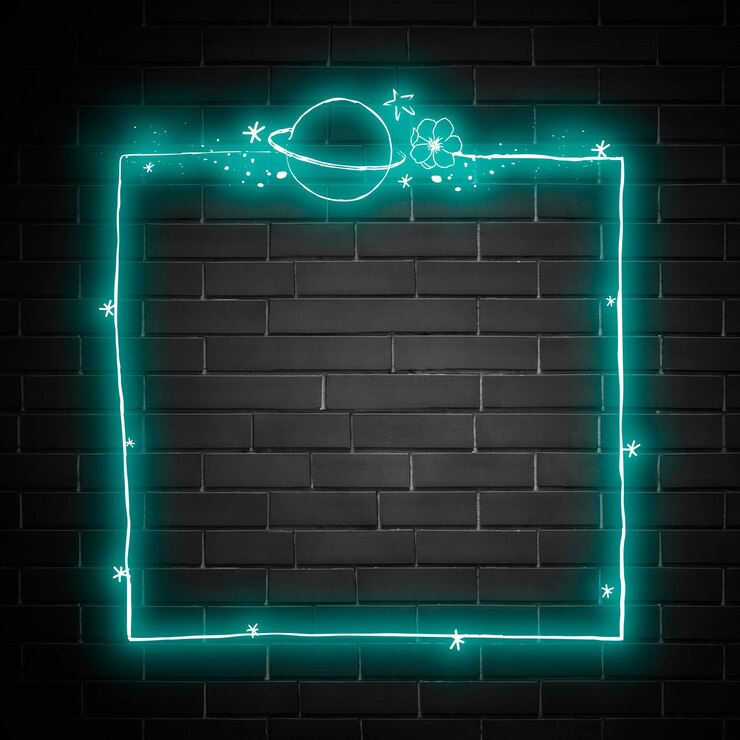 Vector Gratis planet space neon frame vector green