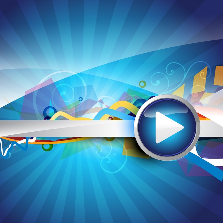 Vector Gratis play button with abstract artwork 