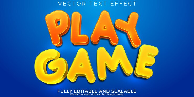 Vector Gratis play game editable text effect play 3d cartoon and funny font style