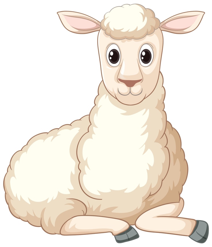 Vector Gratis playful white sheep cartoon sitting and laying