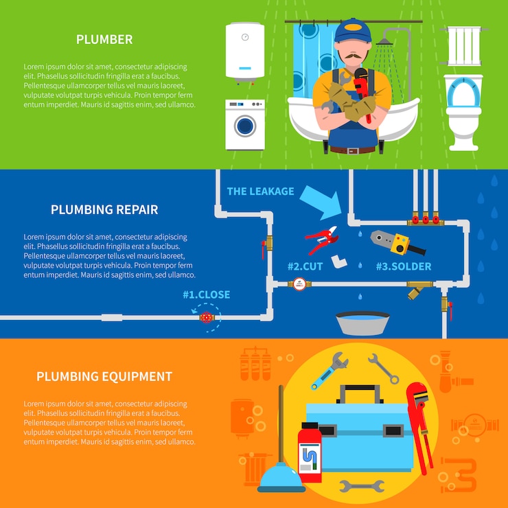 Vector Gratis plumbing banners set