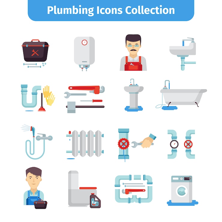 Vector Gratis plumbing flat icons collection 