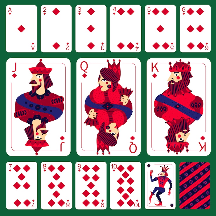 Vector Gratis poker playing cards diamond suit set