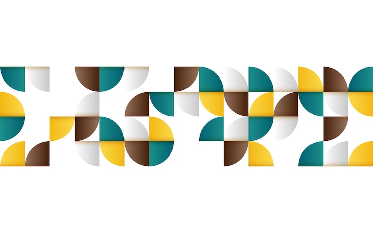 Vector Gratis pola abstrak geometris abad pertengahan dengan bentuk sederhana dan palet warna yang indah. komposisi pola geometris sederhana. ilustrasi vektor
