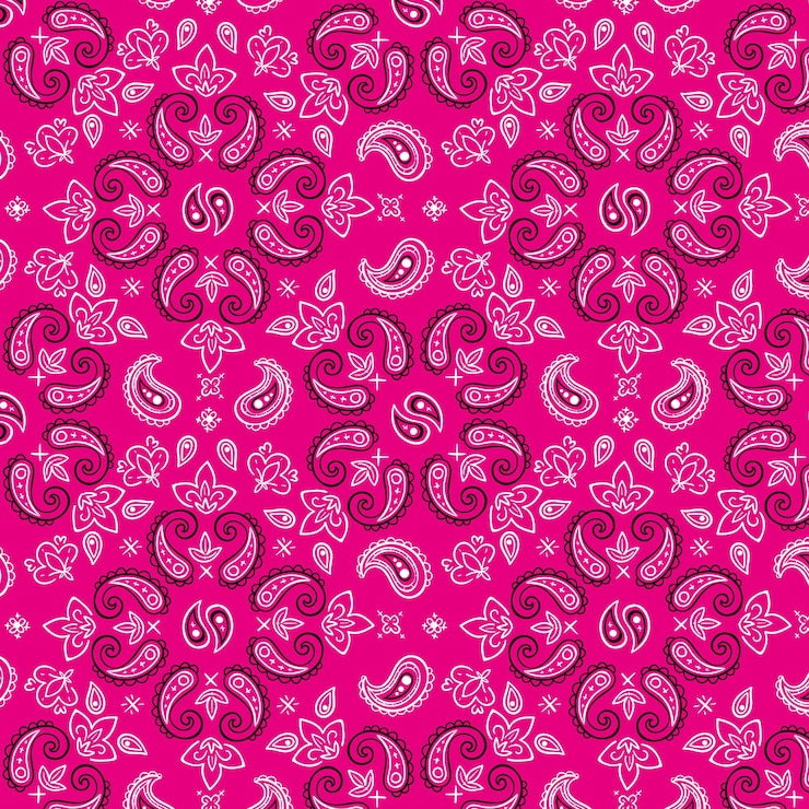Vector Gratis pola bandana paisley merah muda dekoratif