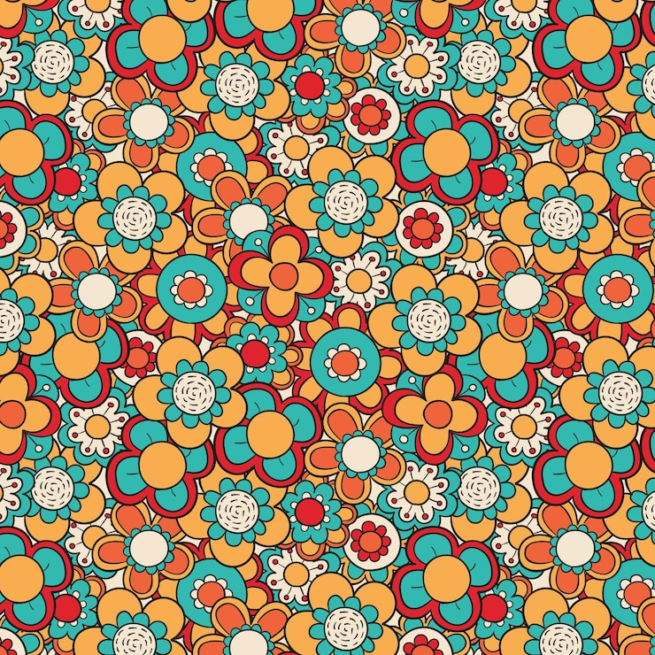 Vector Gratis pola bunga keren digambar tangan
