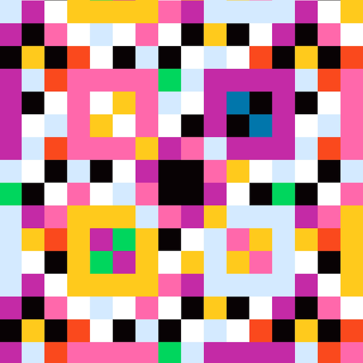 Vector Gratis pola geometris penuh warna desain datar