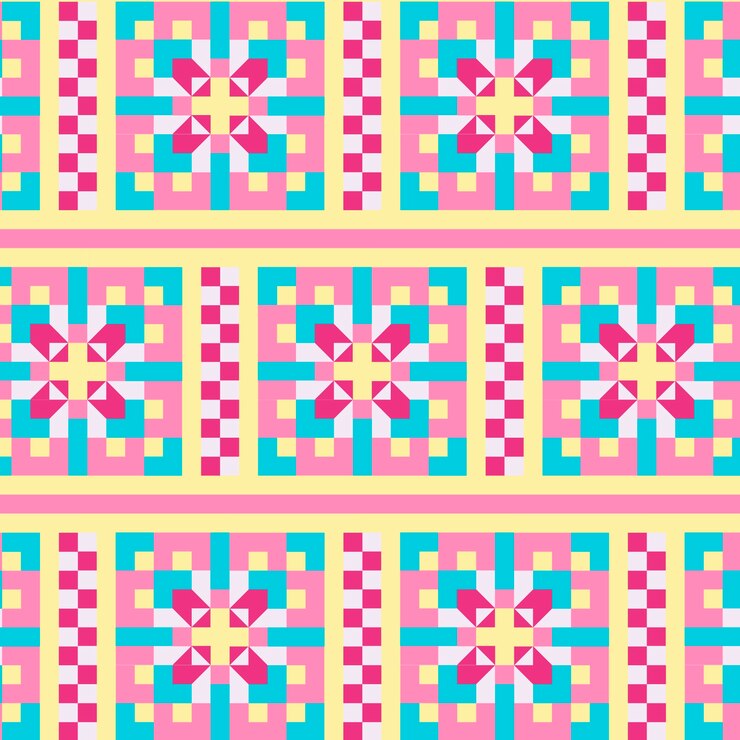 Vector Gratis pola geometris penuh warna desain datar