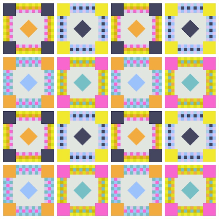 Vector Gratis pola geometris penuh warna desain datar
