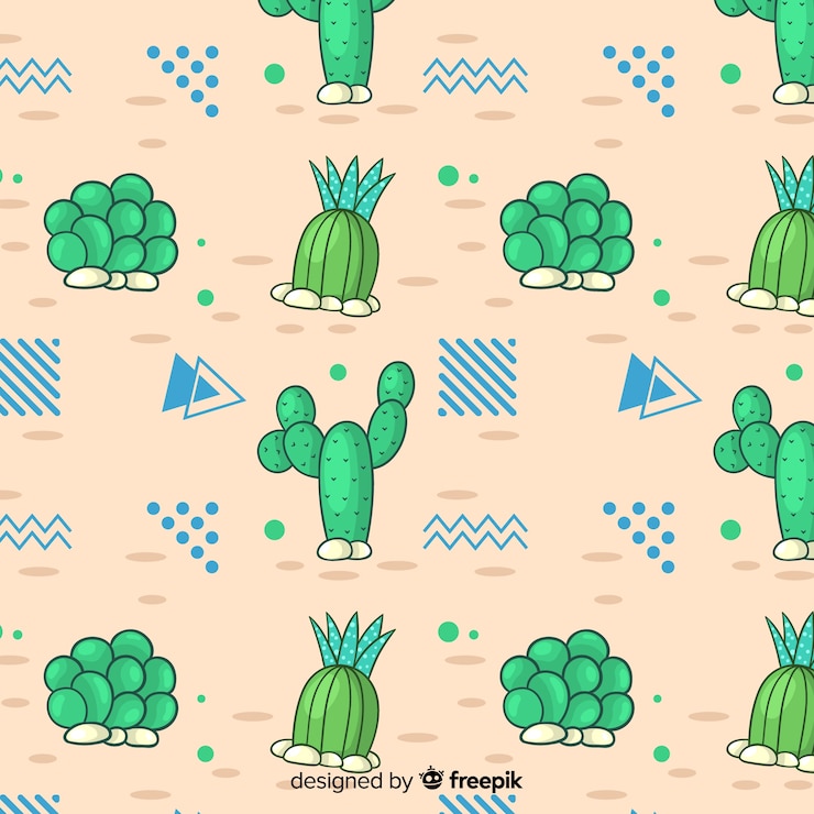 Vector Gratis pola kaktus