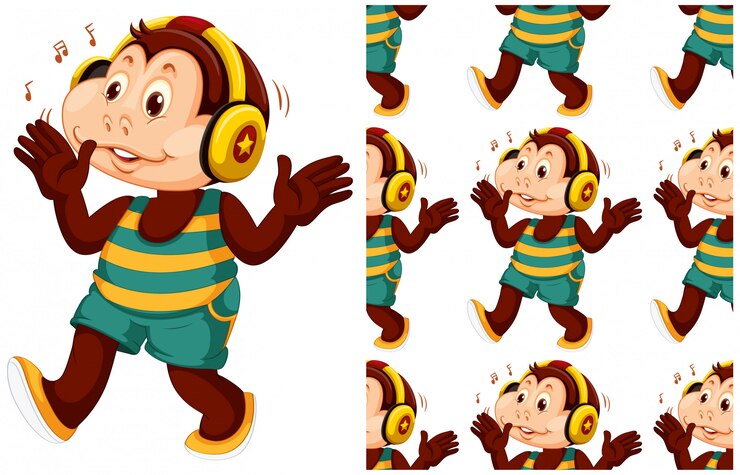 Vector Gratis pola kartun hewan yang mulus dan terisolasi
