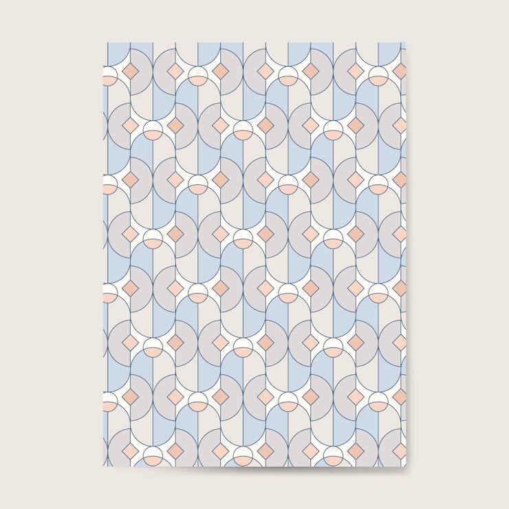 Vector Gratis pola mulus geometris pastel warna-warni pada kartu biru