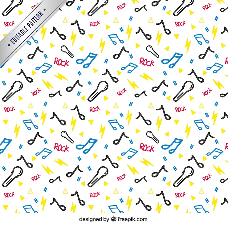 Vector Gratis pola musik sketsa